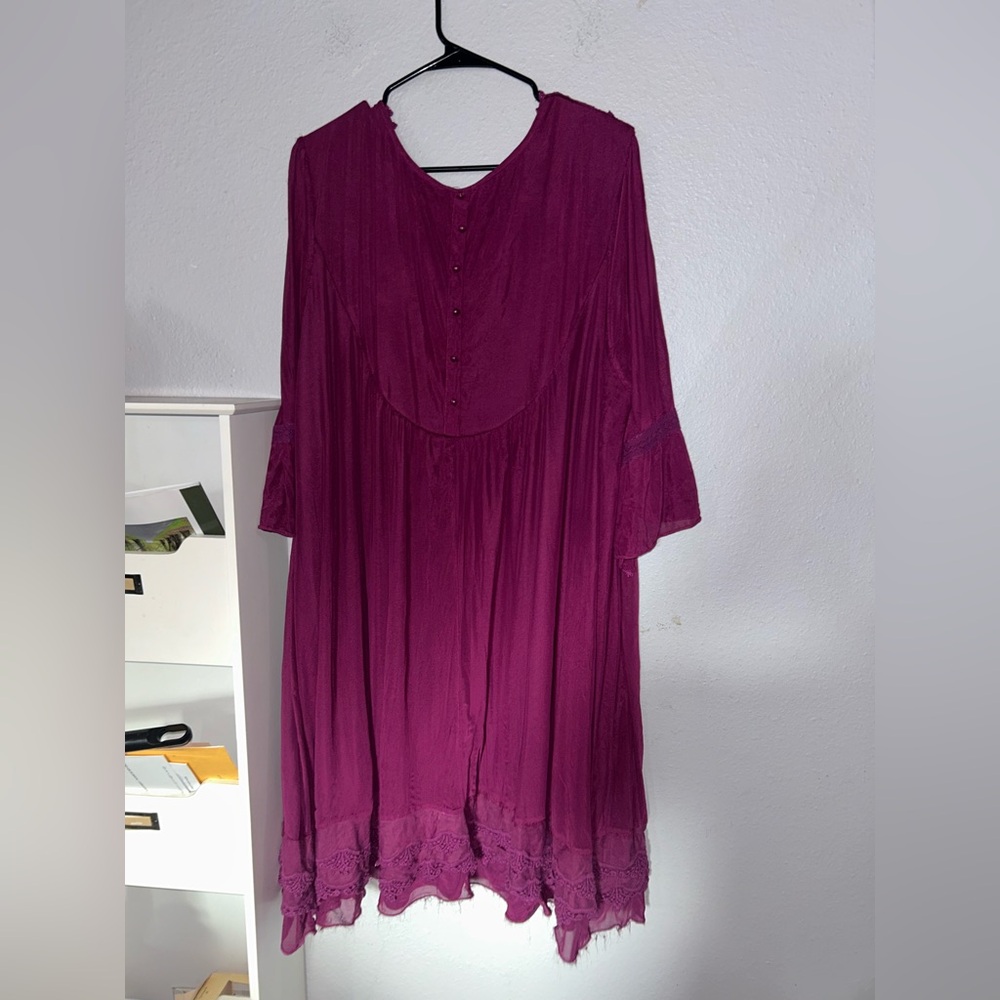 Elegant Lace Detail Women's Top - Purple magenta - Picture 7 of 11